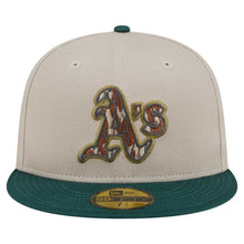 Load image into Gallery viewer, 59Fifty Oakland Athletics New Era Lifestyle Tree Bark Fill Fitted Hat - Gray UV
