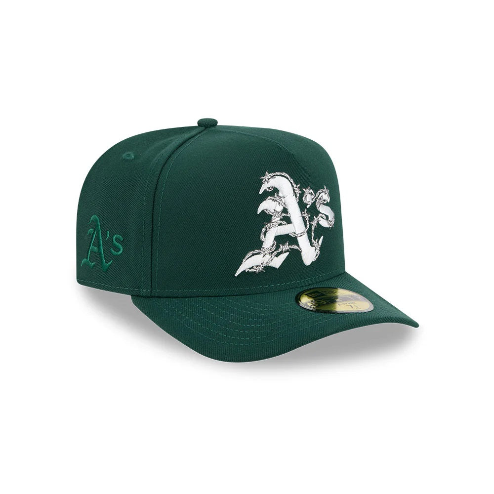 59Fifty A-Frame Oakland Athletics Green Barbed Wire Pre Curved Fitted Hat - Gray UV