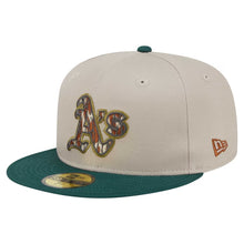 Load image into Gallery viewer, 59Fifty Oakland Athletics New Era Lifestyle Tree Bark Fill Fitted Hat - Gray UV
