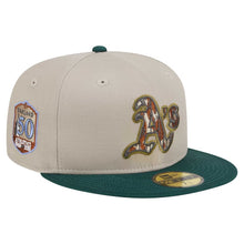 Load image into Gallery viewer, 59Fifty Oakland Athletics New Era Lifestyle Tree Bark Fill Fitted Hat - Gray UV
