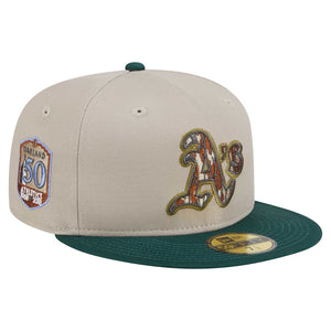 59Fifty Oakland Athletics New Era Lifestyle Tree Bark Fill Fitted Hat - Gray UV