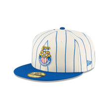 Load image into Gallery viewer, 59Fifty Liga MX Chivas de Guadalajara RETRO Pinstripe Chrome/Lt Royal - Lt Royal UV
