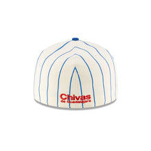 Load image into Gallery viewer, 59Fifty Liga MX Chivas de Guadalajara RETRO Pinstripe Chrome/Lt Royal - Lt Royal UV
