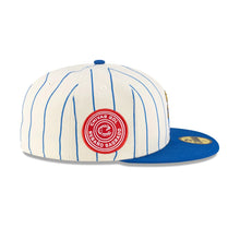 Load image into Gallery viewer, 59Fifty Liga MX Chivas de Guadalajara RETRO Pinstripe Chrome/Lt Royal - Lt Royal UV
