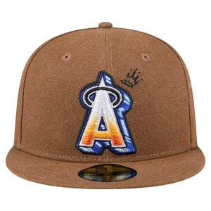 59Fifty Los Angeles Angels New Era Logo Scribble Fitted Hat - Gray UV