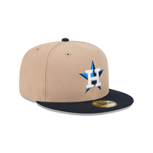 Load image into Gallery viewer, 59Fifty Houston Astros 2T Camel/Navy Fitted Hat - Gray UV

