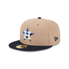 Load image into Gallery viewer, 59Fifty Houston Astros 2T Camel/Navy Fitted Hat - Gray UV
