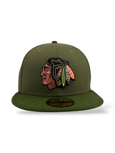 Load image into Gallery viewer, [TAINO CHIEF] 59Fifty Chicago Blackhawks 1982 All Star Game 2T New Olive/Rifle Green - Pink UV
