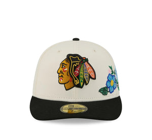 59Fifty Chicago Blackhawks New Era Chrome 2T Tonal Floral Pre Curved Fitted Hat - Green UV