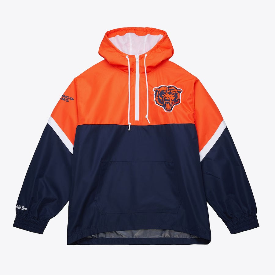 Men's Mitchell & Ness Chicago Bears Navy/Orange Quarter Zip Windbreaker