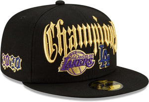 59Fifty Los Angeles Dodgers and Lakers 2020 Dual Champions New Era Fitted Hat - Black UV