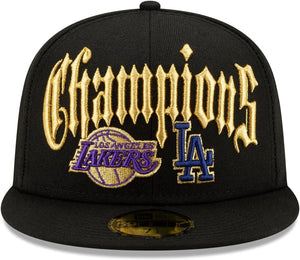 59Fifty Los Angeles Dodgers and Lakers 2020 Dual Champions New Era Fitted Hat - Black UV