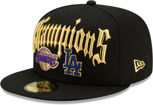 59Fifty Los Angeles Dodgers and Lakers 2020 Dual Champions New Era Fitted Hat - Black UV