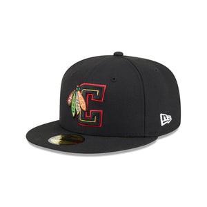 59Fifty New Era Chicago Blackhawks Deceptor Black Fitted Hat - Gray UV