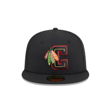 Load image into Gallery viewer, 59Fifty New Era Chicago Blackhawks Deceptor Black Fitted Hat - Gray UV
