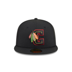 59Fifty New Era Chicago Blackhawks Deceptor Black Fitted Hat - Gray UV