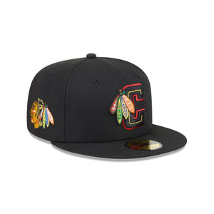 59Fifty New Era Chicago Blackhawks Deceptor Black Fitted Hat - Gray UV