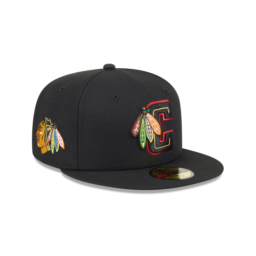 59Fifty New Era Chicago Blackhawks Deceptor Black Fitted Hat - Gray UV
