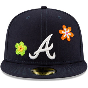 59Fifty Atlanta Brave New Era Navy Chain Stitch Floral - Pink UV