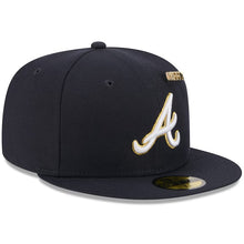 Load image into Gallery viewer, 59Fifty Atlanta Braves Navy 2025 59FIFTY Day Fitted Hat - Gold UV
