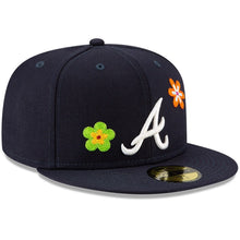 Load image into Gallery viewer, 59Fifty Atlanta Brave New Era Navy Chain Stitch Floral - Pink UV
