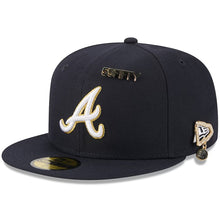 Load image into Gallery viewer, 59Fifty Atlanta Braves Navy 2025 59FIFTY Day Fitted Hat - Gold UV
