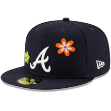 Load image into Gallery viewer, 59Fifty Atlanta Brave New Era Navy Chain Stitch Floral - Pink UV
