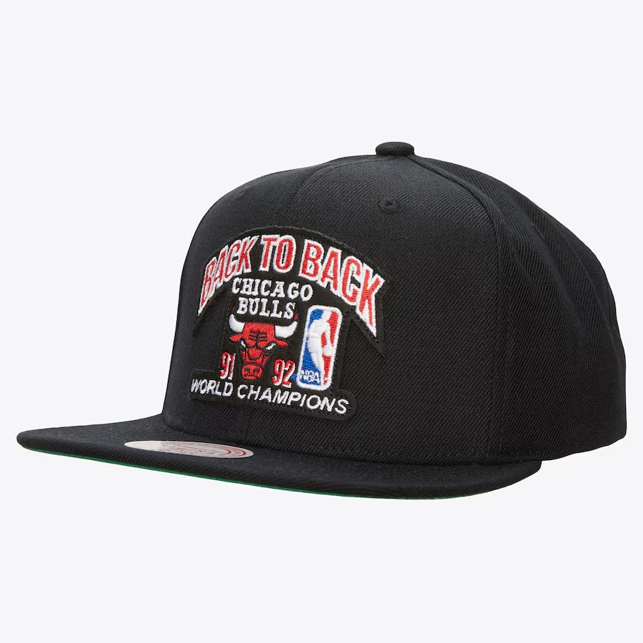 Mitchell & Ness Original Fit Chicago Bulls Back to Back NBA Champions Snapback Hat - Green UV