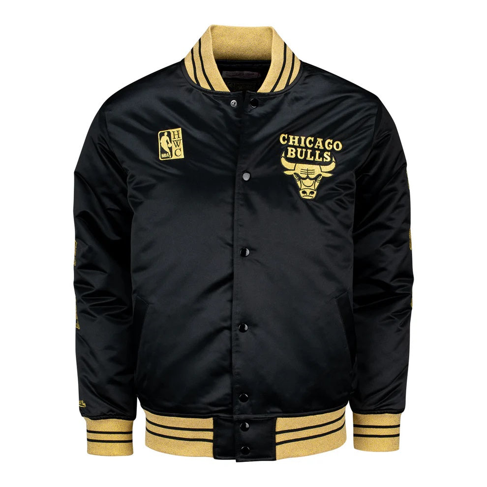 Mitchell & Ness Men's Chicago Bulls MVP Hardwood Classic Black/Gold Satin Full Snap