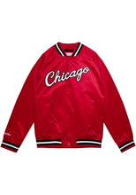 Load image into Gallery viewer, Mitchell &amp; Ness Men&#39;s Chicago Bulls Double Clutch Satin Light Weight Jacket - Red
