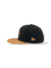 Load image into Gallery viewer, 59Fifty New Era Chicago Blackhawks &quot;Leather&quot; Black/Tan Fitted Hat - Green UV
