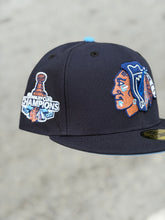 Load image into Gallery viewer, [GARRET MIX BLACKHAWKS] 59Fifty Chicago Blackhawks 2010 Stanley Cup Champions Navy - Sky Blue UV
