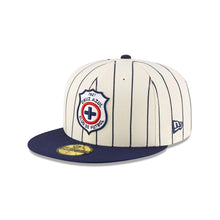 Load image into Gallery viewer, 59Fifty Liga MX Cruz Azul RETRO Pinstripe Chrome/Lt Navy - Lt Navy UV
