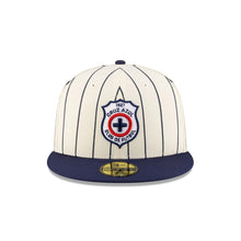 Load image into Gallery viewer, 59Fifty Liga MX Cruz Azul RETRO Pinstripe Chrome/Lt Navy - Lt Navy UV

