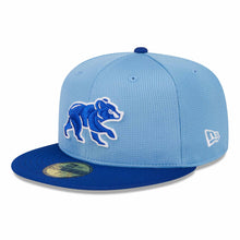 Load image into Gallery viewer, 59Fifty Chicago Cubs Spring Training Sky Blue/Royal Fitted On-Field Hat - Black UV
