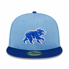 Load image into Gallery viewer, 59Fifty Chicago Cubs Spring Training Sky Blue/Royal Fitted On-Field Hat - Black UV
