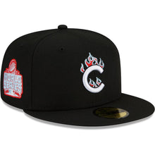 Load image into Gallery viewer, 59Fifty Chicago Cubs New Era Black 2016 World Series Team Fire - Icy UV
