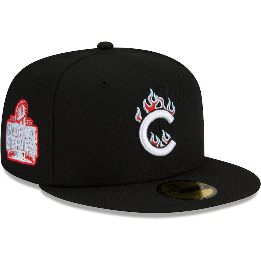 59Fifty Chicago Cubs New Era Black 2016 World Series Team Fire - Icy UV