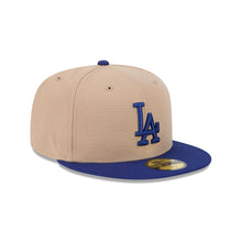 Load image into Gallery viewer, 59Fifty Los Angeles dodgers 2T Camel/Royal Fitted Hat - Gray UV
