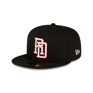 59Fifty Dominican Republic Baseball Federation Black/Pink Fitted Hat - Gray  UV