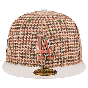 59Fifty Los Angeles Dodgers Houndstooth 2020 World Series Fitted Hat - Gray UV