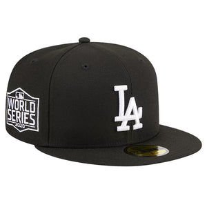 Men's New Era 59Fifty Los Angeles Dodgers 2020 World Series Black/White Fitted - Gray UV