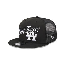 Load image into Gallery viewer, 9Fifty Los Angeles Dodgers Trucker Snapback by New Era Black - Black UV
