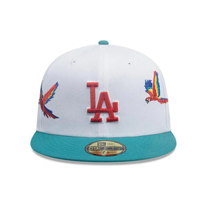 59Fifty New Era Los Angeles Dodgers MLB City Element Honduras White/Green Fitted Hat - Feather UV