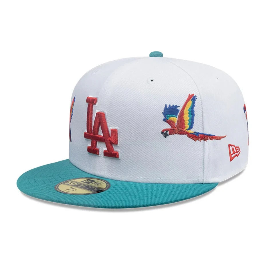 59Fifty New Era Los Angeles Dodgers MLB City Element Honduras White/Green Fitted Hat - Feather UV