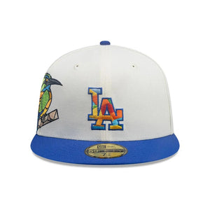 59Fifty New Era Los Angeles Dodgers MLB City Element El Salvador White/Blue Fitted Hat - Green UV
