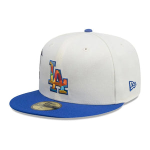 59Fifty New Era Los Angeles Dodgers MLB City Element El Salvador White/Blue Fitted Hat - Green UV