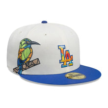 Load image into Gallery viewer, 59Fifty New Era Los Angeles Dodgers MLB City Element El Salvador White/Blue Fitted Hat - Green UV

