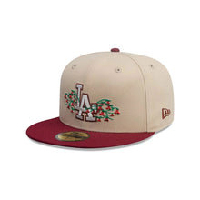Load image into Gallery viewer, 59Fifty New Era Los Angeles Dodgers MLB City Element Chile Tan/Dark Red Fitted Hat - Green UV
