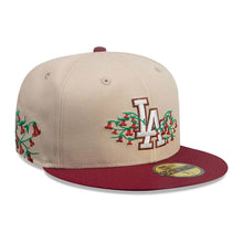 Load image into Gallery viewer, 59Fifty New Era Los Angeles Dodgers MLB City Element Chile Tan/Dark Red Fitted Hat - Green UV
